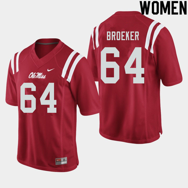 Nick Broeker Ole Miss Rebels NCAA Women's Red #64 Stitched Limited College Football Jersey KWP4258RO